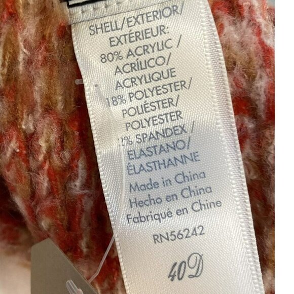 Frye & Co. Chunky Super Soft Scarlet Space Dyed Coral Cream Tan Infinity Scarf - Picture 7 of 7